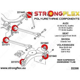 Strongflex Rear suspension bush kit for Audi A3 Quattro/S3/TT Quattro, Skoda Octavia 4x4, Seat Leon 4x4/Cupra R, VW Bora 4x4/Golf IV 4x4/Golf IV R32 (226129B)