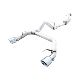 AWE Tuning 2021+ Ford Bronco 0FG Dual Rear Exit Exhaust w/Chrome Silver Tips & Bash Guard