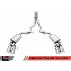 AWE Tuning 2018+ Ford Mustang GT (S550) Cat-back Exhaust - Touring Edition (Quad Chrome Silver Tips)