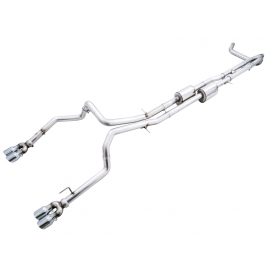 AWE Tuning 4th Gen GM 1500 6.2L 0FG Catback Split Rear Exit (w/ Bumper Cutouts) - Quad Chrome Tips