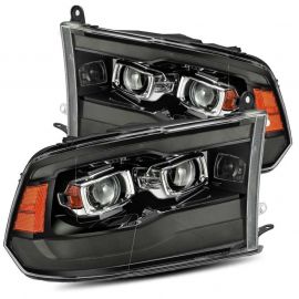 AlphaRex 09-18 Dodge Ram 1500HD PRO-Series Proj Headlights Plank Style Black w/Seq Signal/Smoked DRL