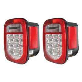 ANZO 1976-1985 Jeep Wrangler LED 2 Lens - Red/Clear, Chrome