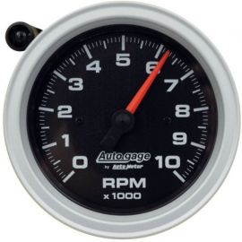 AutoMeter Tachometer Gauge 10K RPM 3 3/4in Pedestal w/Ext. Shift-Light - Black Dial/Black Case