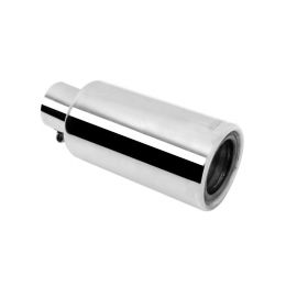 Gibson Rolled Edge Angle-Cut Muffler Quiet Tip - 4in OD/2.25in Inlet/12in Length - Stainless