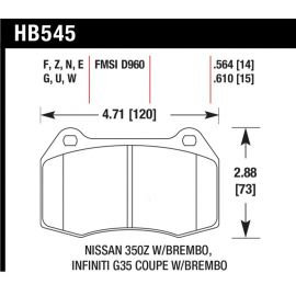 Hawk 03-04 Infinit G35 / 04-09 Nissan 350z w/ Brembo DTC-60 Race Front Brake Pads