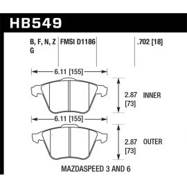 Hawk 07-08 Mazdaspeed3/06-07 Mazdaspeed6 HP+ Street Front Brake Pads