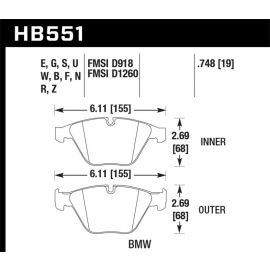 Hawk 07-09 BMW 335d/335i/335xi / 08-09 328i/M3 DTC-70 Race Front Brake Pads