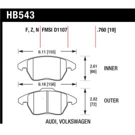 Hawk Audi A3/TT / VW EOS / Golf / Jetta / Passat / Rabbit DTC-60 Front Race Brake Pads