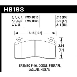 Hawk Dodge / Ferrari Front & Rear / Ferrari / Jaguar / Nissan Front DTC-70 Race Brake Pads