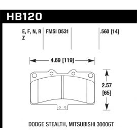 Hawk Mitsubishi 3000 GT VR4/ Dodge Stealth R/T 4WD HP+ Street Front Brake Pads