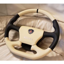 STEERING WHEEL For SCANIA R FLAT CUSTOM NEW LEATHER BEIGE + Other Variants buy in USA