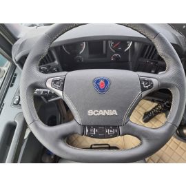 STEERING WHEEL For SCANIA R FLAT CUSTOM NEW LEATHER BLACK SILVER FEATURES Variant buy in USA