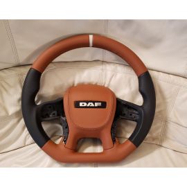 STEERING WHEEL For DAF XF 106 FLAT CUSTOM NEW LEATHER BEIGE NAVY + Variants buy in USA