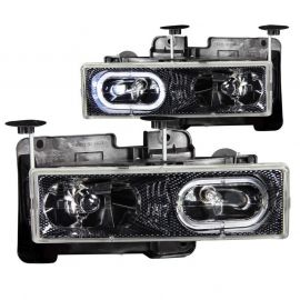 ANZO 1988-1998 Chevrolet C1500 Crystal Headlights Carbon w/ Halo buy in USA