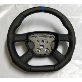 FORD TRANSIT MK7 STEERING WHEEL FLAT BOTTOM LEATHER BLUE BAND 2006-2014 CUSTOM buy in USA