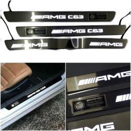 W205 W204 W213 C E class Mercedes-Benz AMG С63 Chrome Style Entrance Mouldings LED Illuminated Door Sills Interior Trims buy in USA