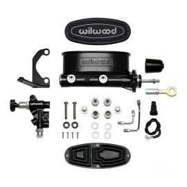 Wilwood HV Tandem M/C Kit w L/H Bracket & Prop Valve - 15/16in Bore Black-W/Push. - Early Mustang buy in USA