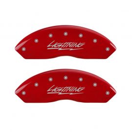 MGP 4 Caliper Covers Engraved Front & Rear Lightning Red finish silver ch buy in USA