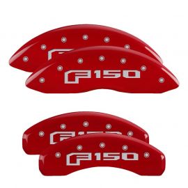 MGP 4 Caliper Covers Engraved Front & Rear 2015 Ford F-150 Red Finish Silver Characters buy in USA