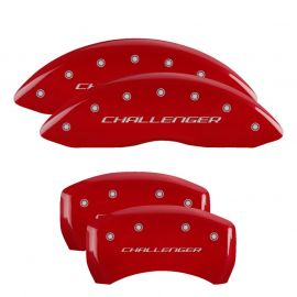 MGP 4 Caliper Covers Engraved Front & Rear Block/Challenger Red finish silver ch buy in USA