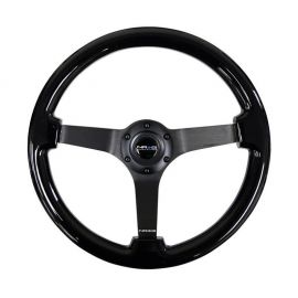 NRG Reinforced Steering Wheel Classic Wood Grain (350mm / 3in. Deep) Matte Black Solid 3-Spoke buy in USA