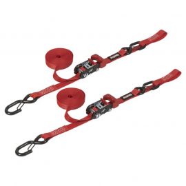 SpeedStrap 1In x 15Ft Ratchet Tie Down w/ Snap FtSFt Hooks Soft Tie (2 Pack) - Red buy in USA