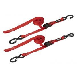 SpeedStrap 1In x 10Ft CAM-Lock Tie Down w/ Snap FtSFt Hooks (2 Pack) - Red buy in USA