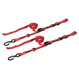 SpeedStrap 1In x 10Ft Cam-Lock Tie Down with Snap S-Hooks Soft-Tie (2 Pack) - Red buy in USA