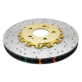 DBA 08-17 Mitsubishi Evo X Front Drilled & Slotted 5000 Series 2 Piece Rotor w/ Gold Hat buy in USA