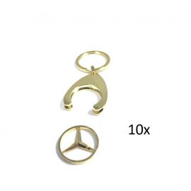 10x Orig. Mercedes-Benz Schlüsselanhänger Einkaufs Chip Einkaufswagen Stern gold buy in USA