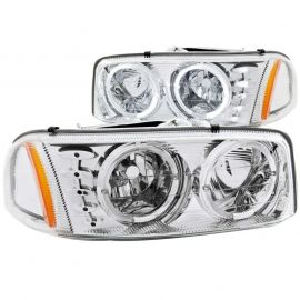 ANZO 1999-2006 Gmc Sierra 1500 Crystal Headlights w/ Halo and LED Chrome buy in USA