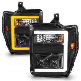 ANZO 08-10 Ford F-250 - F-550 Super Duty Projector Headlights w/ Light Bar Switchback Black Housing buy in USA