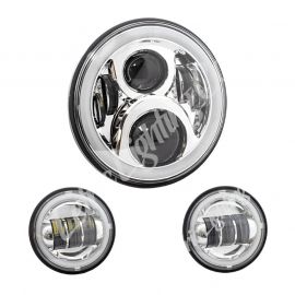 Letric Lighting 7? Full-Halo Chrome LED Headlight with (2) 4.5? Full-Halo Chrome Passing Lamps buy in USA