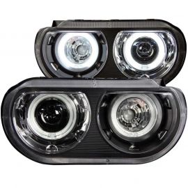 ANZO 2008-2014 Dodge Challenger Projector Headlights w/ Halo Black (CCFL) buy in USA