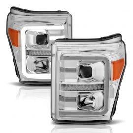 ANZO 11-16 Ford F-250/F-350/F-450 Projector Headlights w/ Plank Style Switchback Chrome w/Amber buy in USA