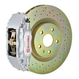 Brembo 82-89 6-Series Front GT BBK 4 Piston Cast 2pc 332x32 1pc Rotor Drilled-Silver buy in USA