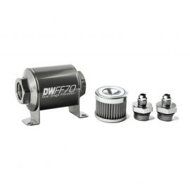 DeatschWerks Stainless Steel 6AN 40 Micron Universal Inline Fuel Filter Housing Kit (70mm) buy in USA