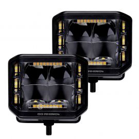 Go Rhino Xplor Blackout Combo Series Cube Sideline LED Spot Lights w/ Amber 4x3 - Blk (Pair) buy in USA