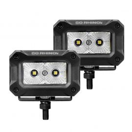 Go Rhino Xplor Bright Series Rectangle LED Flood Light Kit (Surface/Thread Std Mnt) 3x2 - Blk (Pair) buy in USA