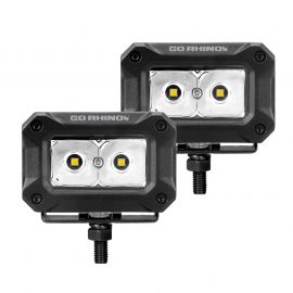 Go Rhino Xplor Bright Series Rectangle LED Spot Light Kit (Surface/Thread Stud Mnt) 3x2 - Blk (Pair) buy in USA