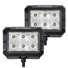 Go Rhino Xplor Bright Series Rectangle LED Flood Light Kit (Surface/Thread Std Mnt) 4x3 - Blk (Pair) buy in USA