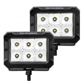 Go Rhino Xplor Bright Series Rectangle LED Spot Light Kit (Surface/Thread Stud Mnt) 4x3 - Blk (Pair) buy in USA