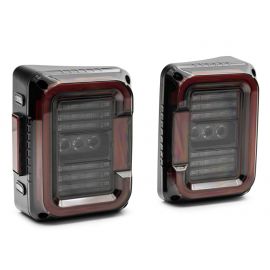 Raxiom 07-18 Jeep Wrangler JK Axial Series LED Halo Tail Lights- Black Housing (Dark Smoked Lens) buy in USA