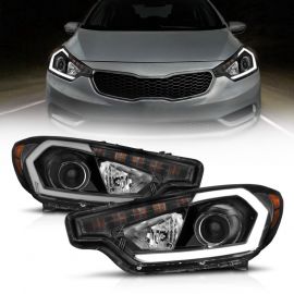 ANZO 2014-2016 Kia Forte Projector Headlights w/ Light Bar Black Housing w/ DRL buy in USA