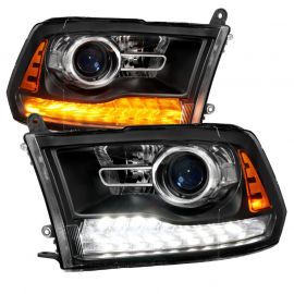 ANZO 09-18 Dodge Ram 1500/2500/3500 LED Plank Style Headlights Switchback + Sequential - Matte Black buy in USA