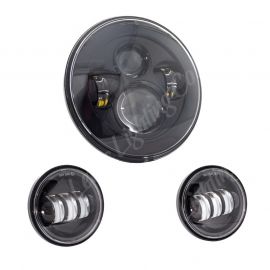 Letric Lighting 7? LED Black Premium Headlight with (2) 4.5? Black Passing Lamps buy in USA