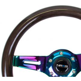 NRG Classic Wood Grain Steering Wheel (310mm) Black w/Neochrome 3-Spoke Center buy in USA