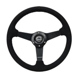 NRG Sport Steering Wheel (350mm/ 1.5in. Deep) Matte Black Spoke/ Black Alcantara w/ Black Stitching buy in USA