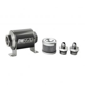 DeatschWerks Stainless Steel 6AN 100 Micron Universal Inline Fuel Filter Housing Kit (70mm) buy in USA