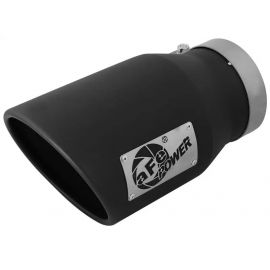 aFe MACHForce XP 5in 304 Stainless Steel Exhaust Tip 5 In x 7 Out x 12L in Bolt On Right - Black buy in USA